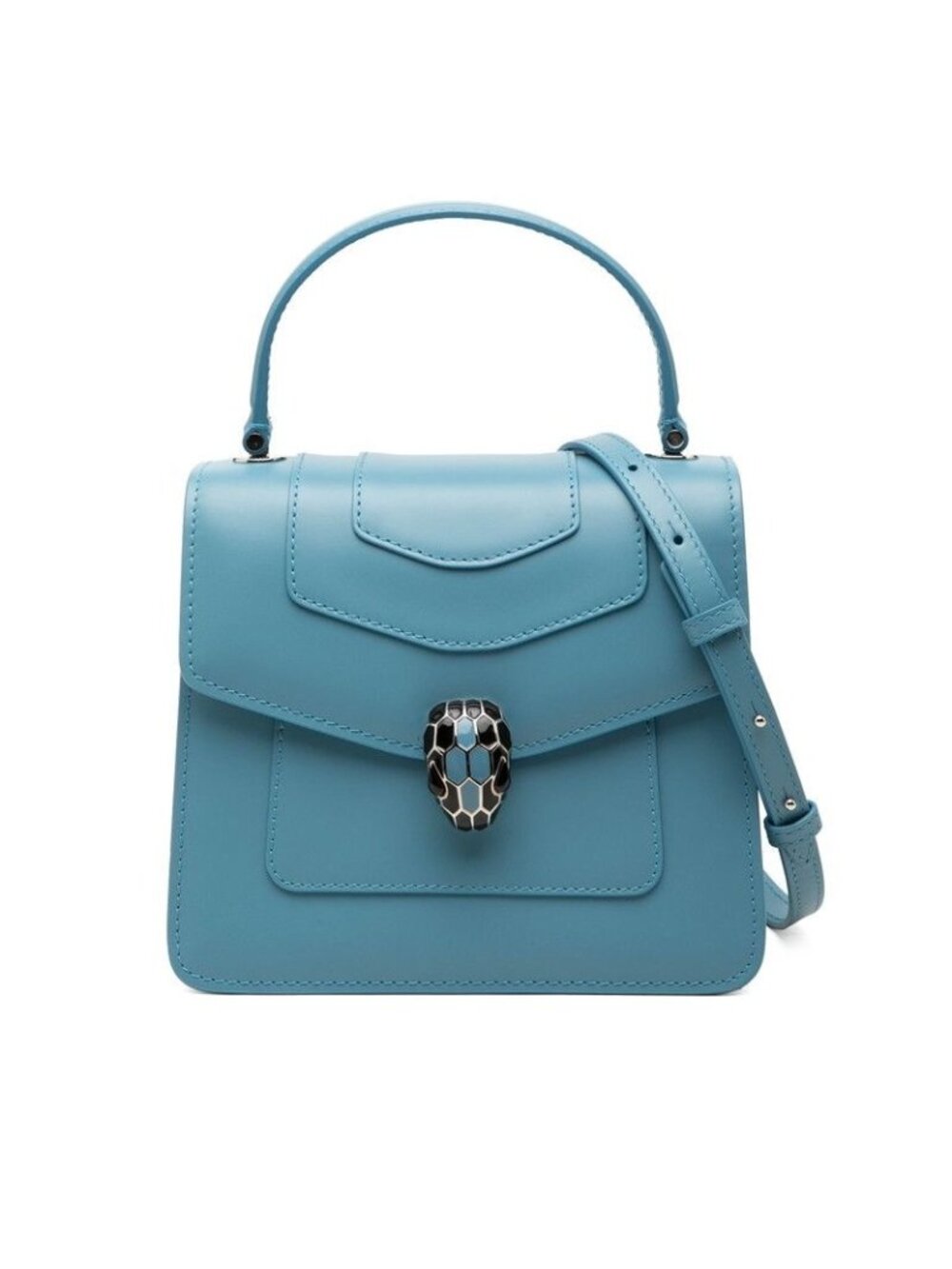 Bvlgari Serpenti Forever Chain Shoulder Bag 2-Way Blue Leather